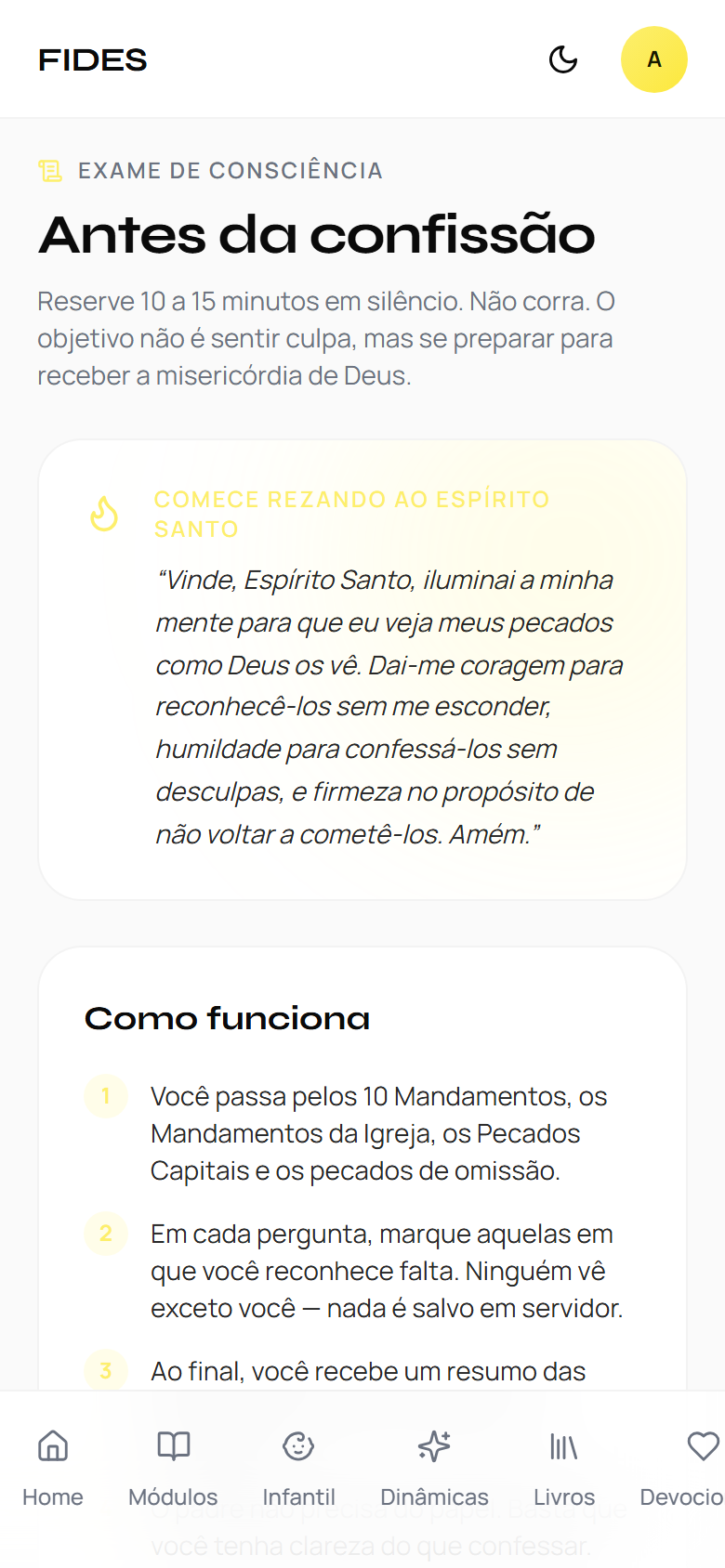 Exame de Consciência do Fides no celular