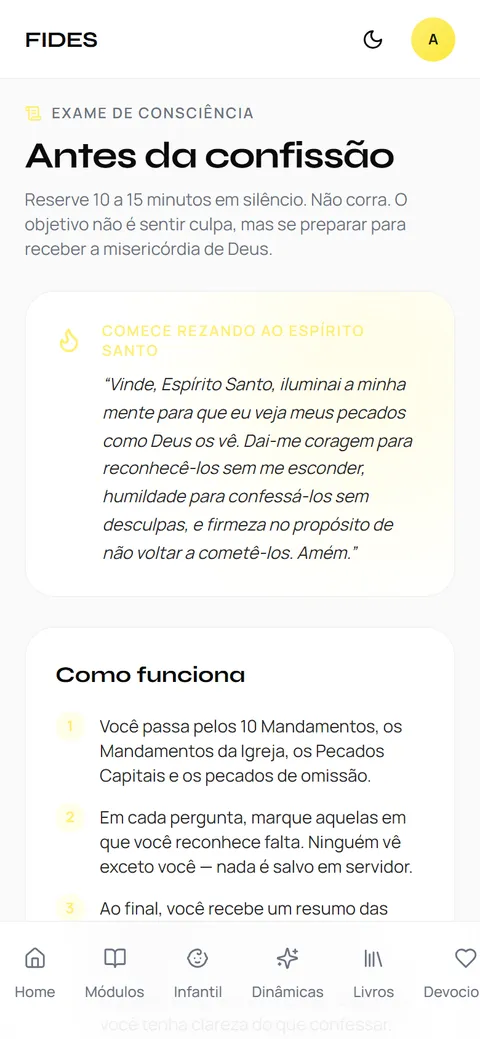 Exame de Consciência do Fides no celular
