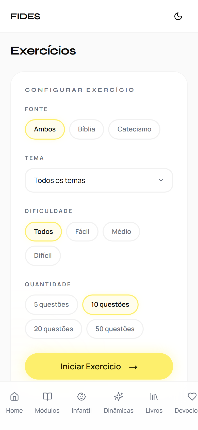 Exercícios do Fides no celular