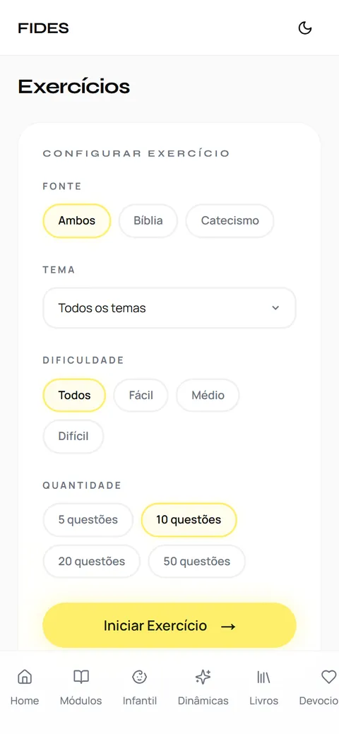 Exercícios do Fides no celular