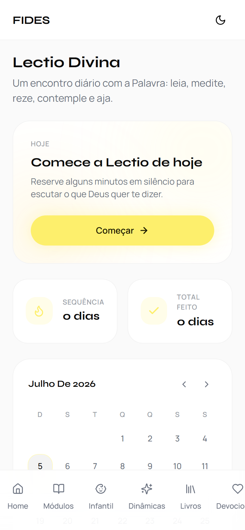 Lectio Divina do Fides no celular