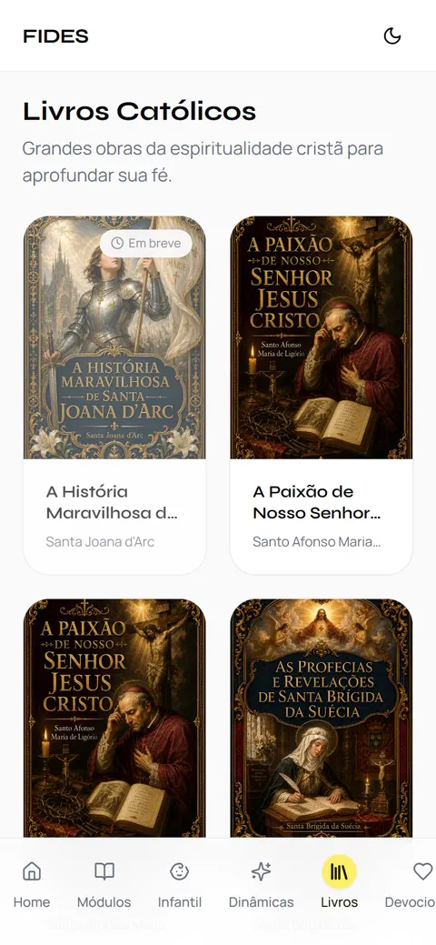 Livros do Fides no celular