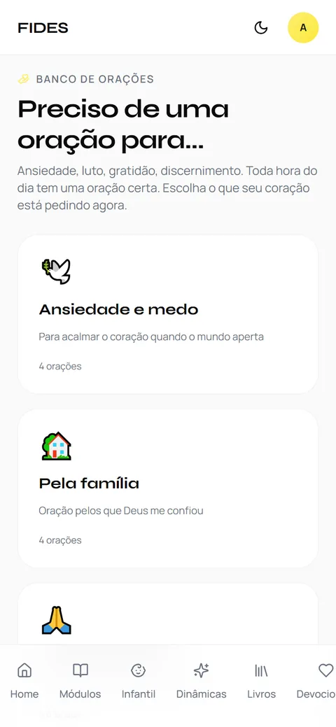Banco de Orações do Fides no celular