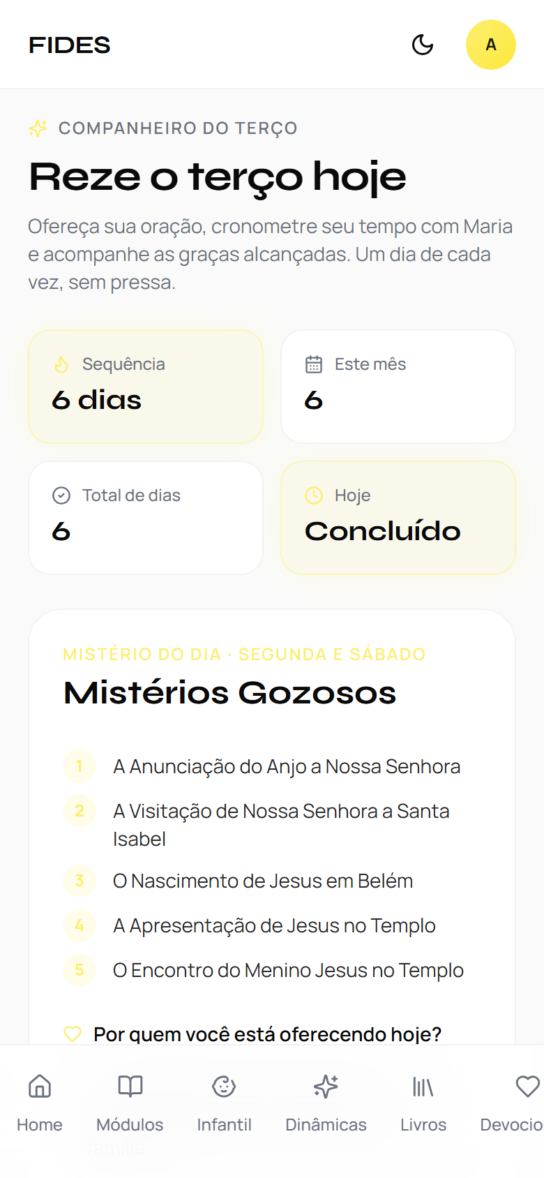 Companheiro do Terço do Fides no celular
