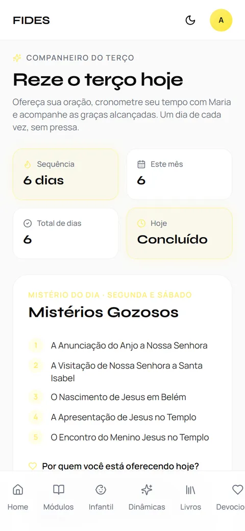 Companheiro do Terço do Fides no celular